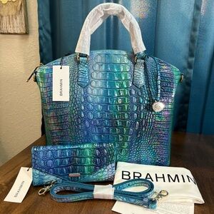 Brahmin NWT Lrg Dux & Veronica - Blue Topaz - Iridescent - RETIRED